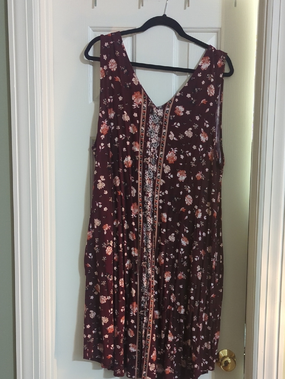 Maurices Burgundy Floral Midi Dress
